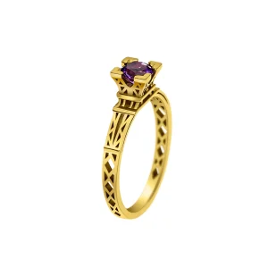 Bague French Kiss en or et Améthyste violette 5 mm