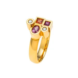 Bague Marélie XS A5 rose en or, diamants et saphirs