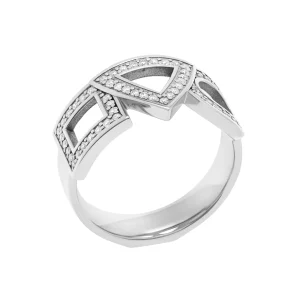 Bague trilogie pavage diamants