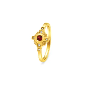 Bague Esther Saphir rouge 3 mm et diamants