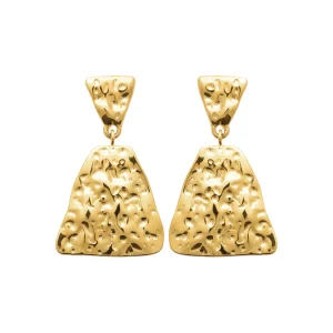 Boucles d’oreilles dorées effet martelé en acier doré design contemporain et audacieux