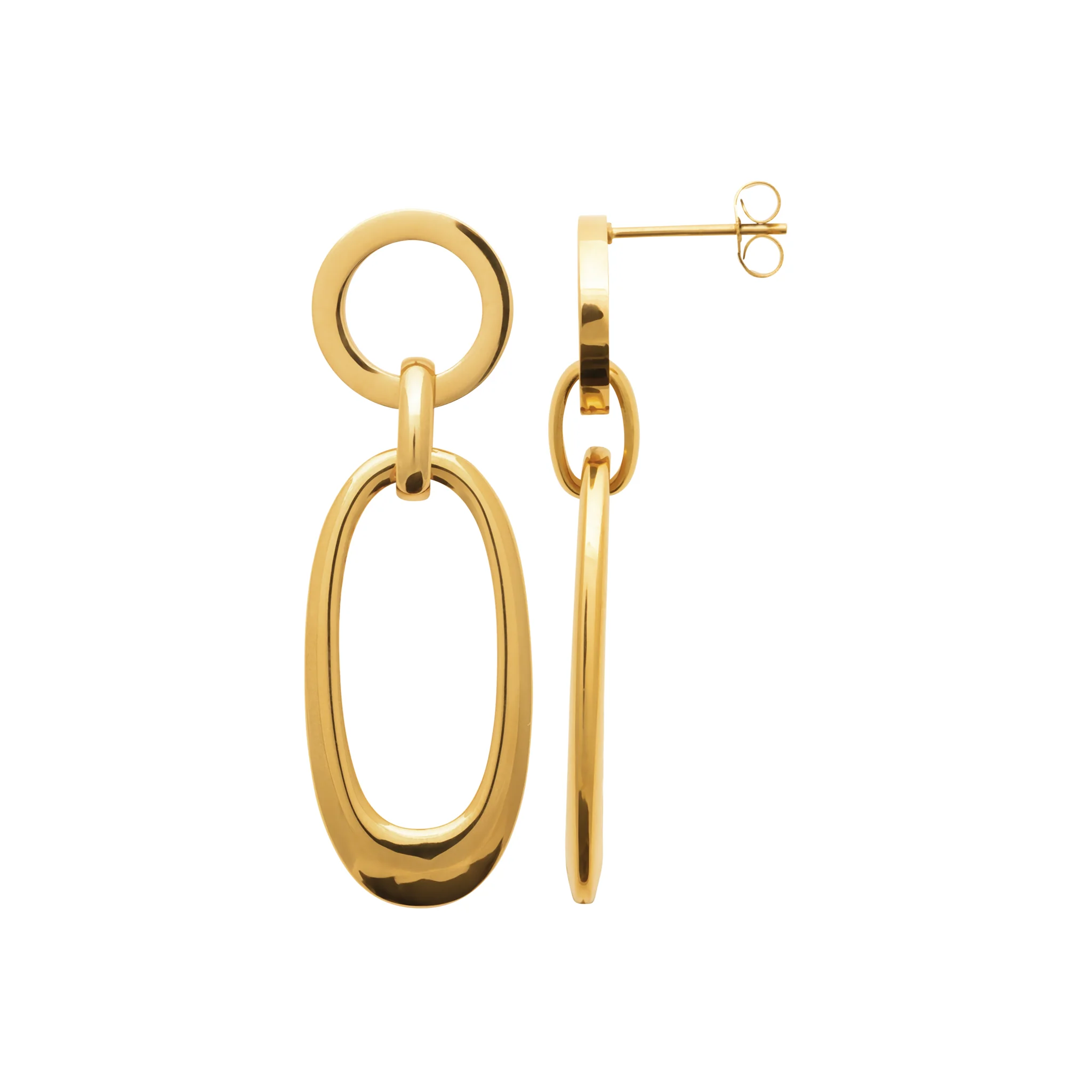Boucles d'oreilles pendantes en acier doré – Image 2