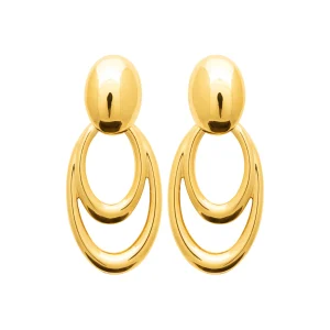 Boucles d’oreilles dorées à double anneau – en acier inoxydable