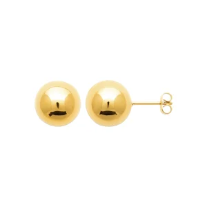 Boucles d’oreilles boules dorées en acier doré 12 mm