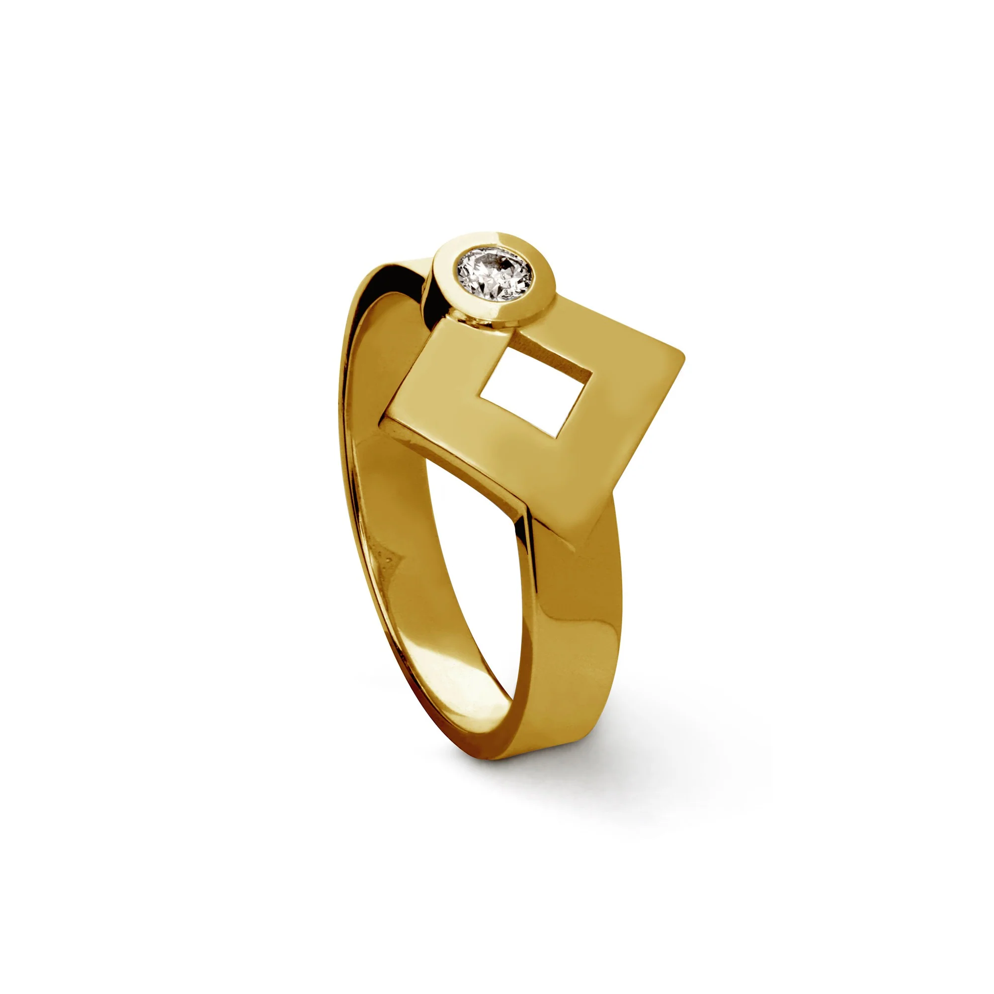Bague Signe Eclipse losange diamant en or small