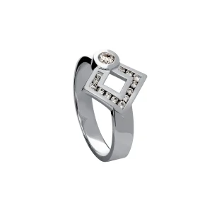 Bague Signe Eclipse losange pavage de diamants en or