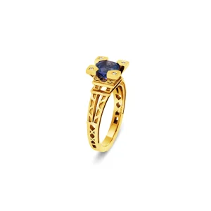 BAGUE FRENCH KISS EN OR TANZANITE 7 MM ET DIAMANTS