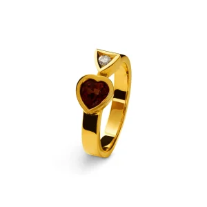 Bague Cupidon grenat et diamant en or