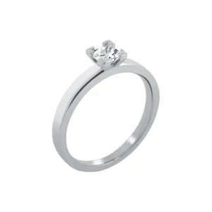 Bague Solitaire Tournaire 4 griffes diamant et or