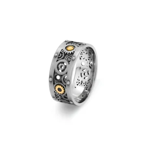 Bague anneau Engrenages Large en or