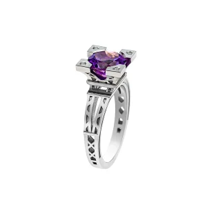 BAGUE FRENCH KISS EN OR AMETHYSTE 8 MM ET DIAMANTS
