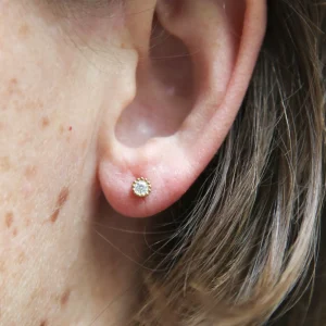 Boucles d'oreilles oxydes de zirconium blancs Plaqué or 18 carats