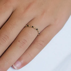 Bague fine perles plaqué or jaune