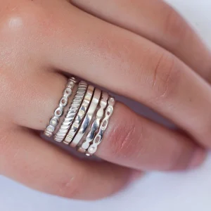 6 bagues empilables en argent