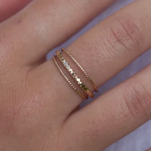 Bague ajustable 3 anneaux fins plaqué or
