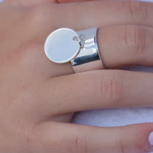 Bague avec médaille en argent véritable