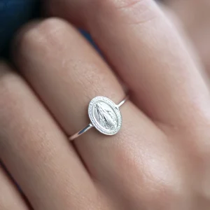 Bague médaille vierge Marie en argent
