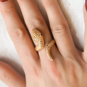 Bague serpent plaqué or femme