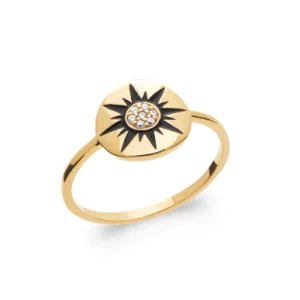 Bague soleil plaqué or sertie de zircons