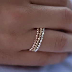 3 Bagues petites boules argent et plaqué or