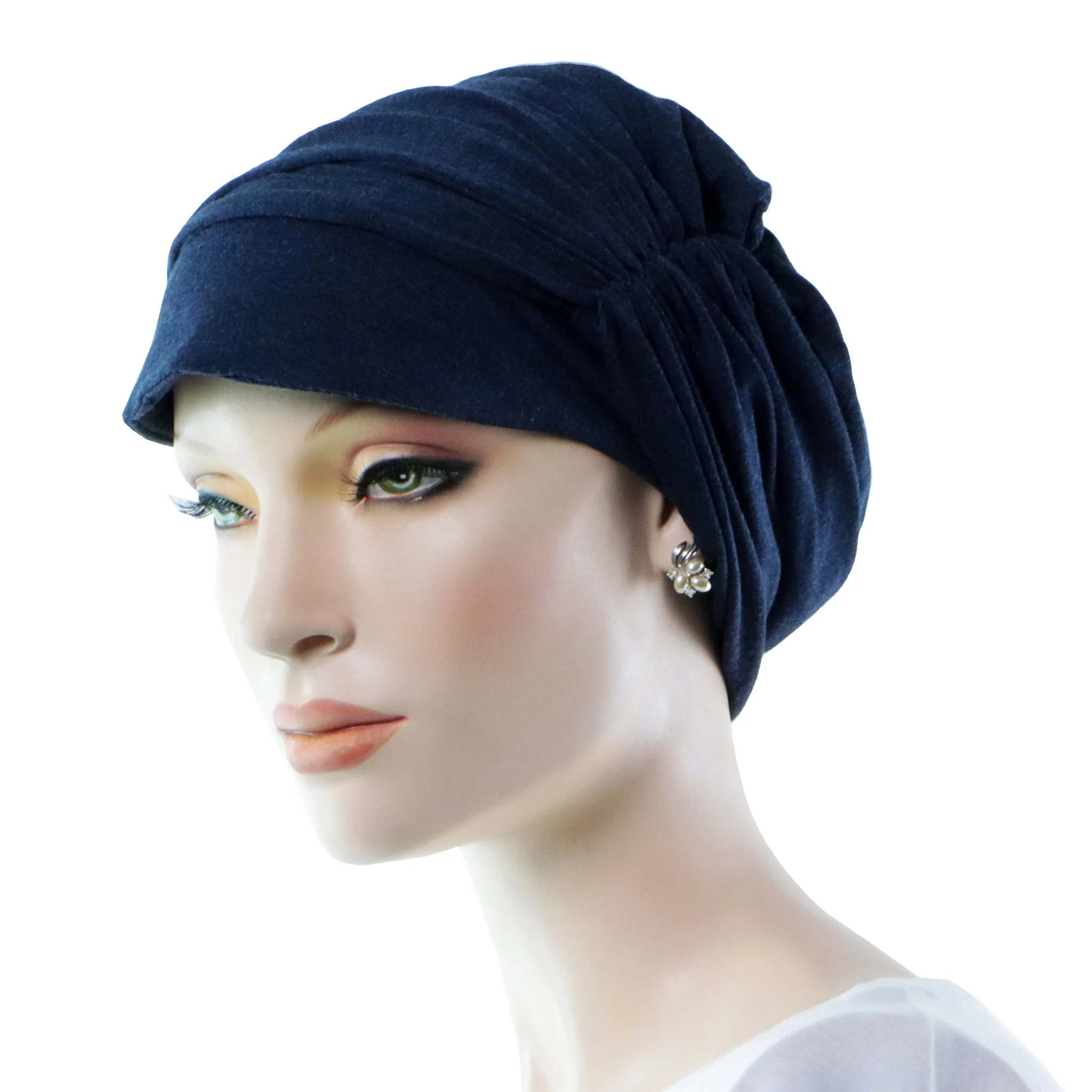 Bonnet Chimio Casquette Convertible En Turban Bleu Foncé – Image 3