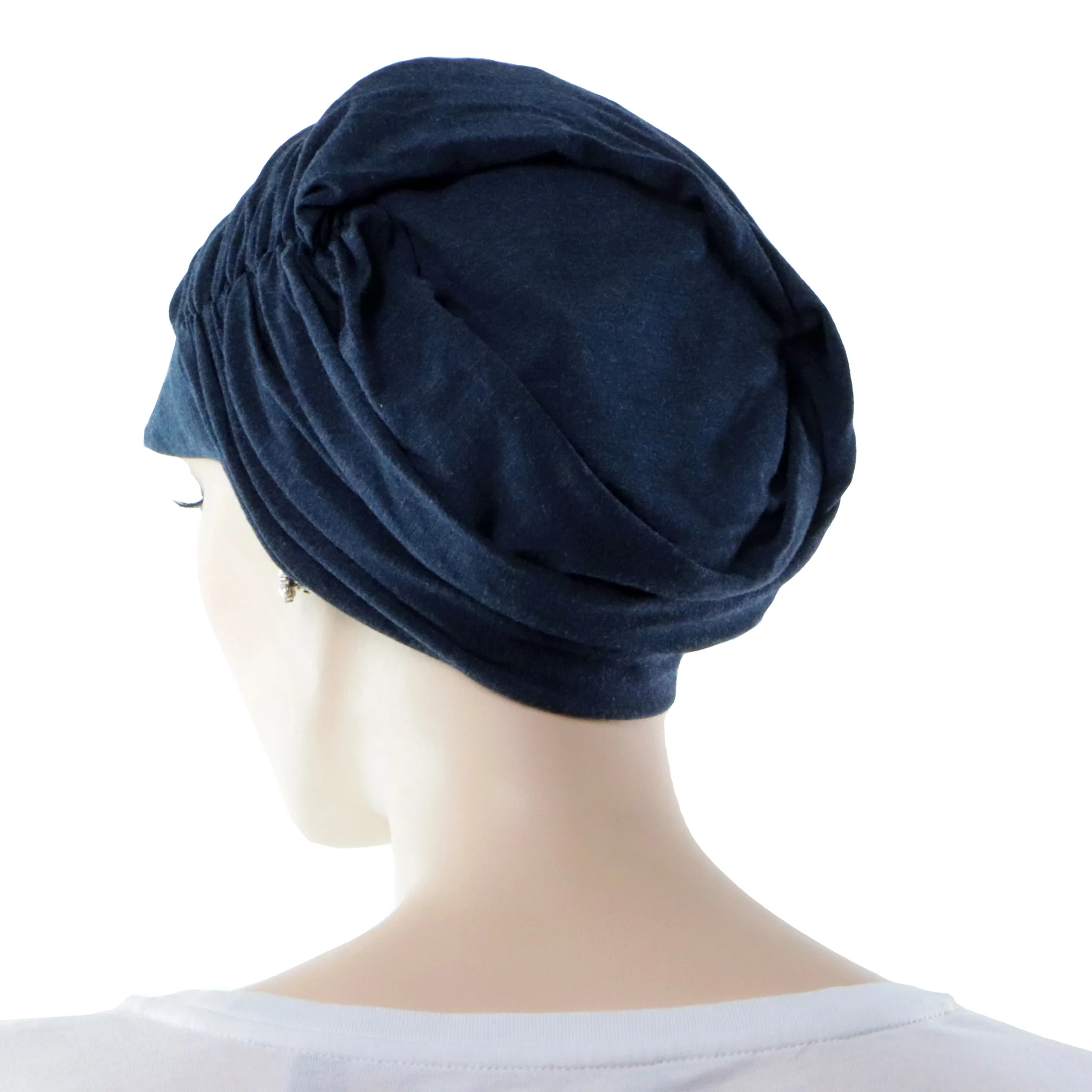 Bonnet Chimio Casquette Convertible En Turban Bleu Foncé – Image 4