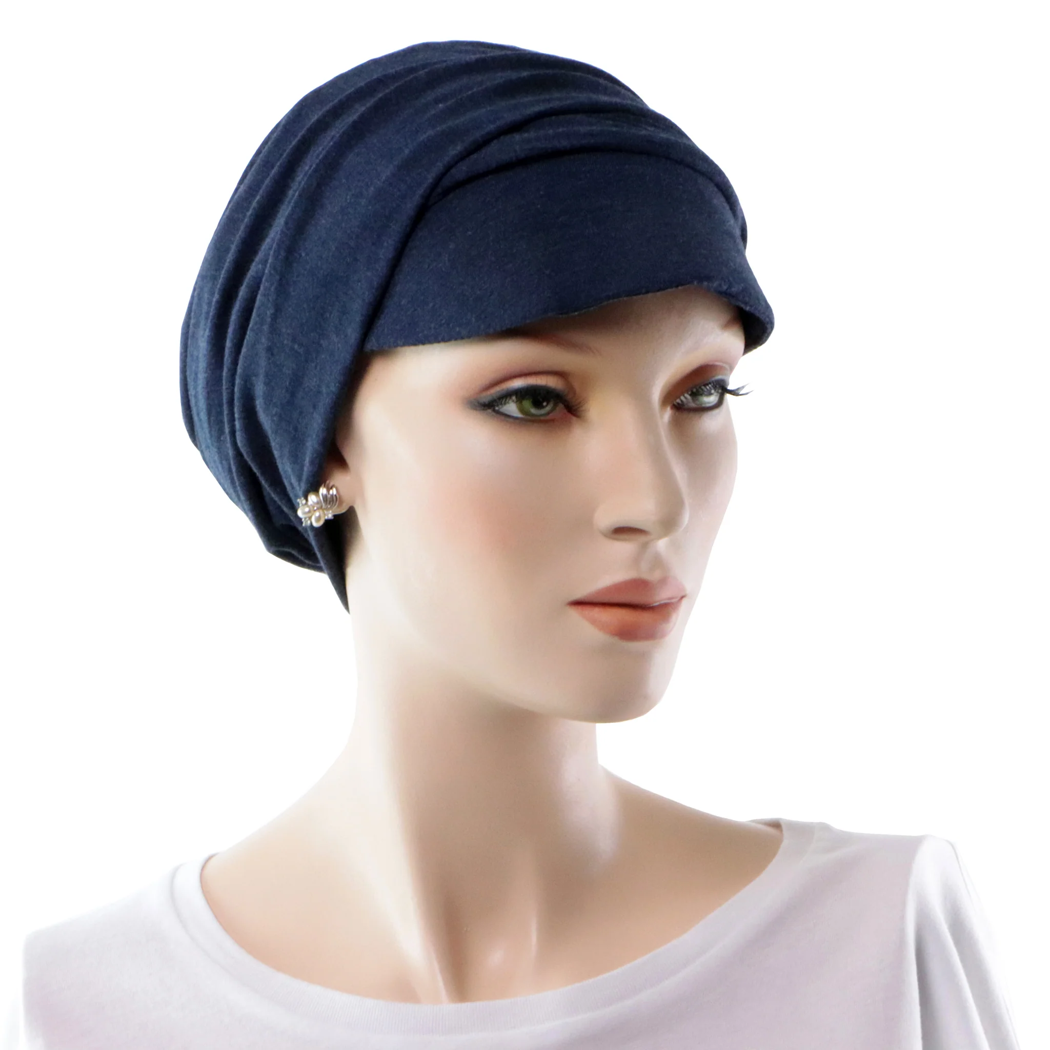 Bonnet Chimio Casquette Convertible En Turban Bleu Foncé – Image 5