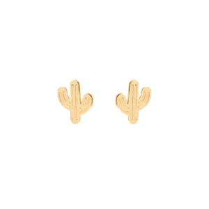 Boucles d'oreilles puces cactus plaqué or