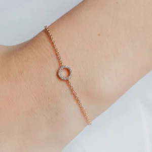 Bracelet petit rond plaqué or rose serti de zircons