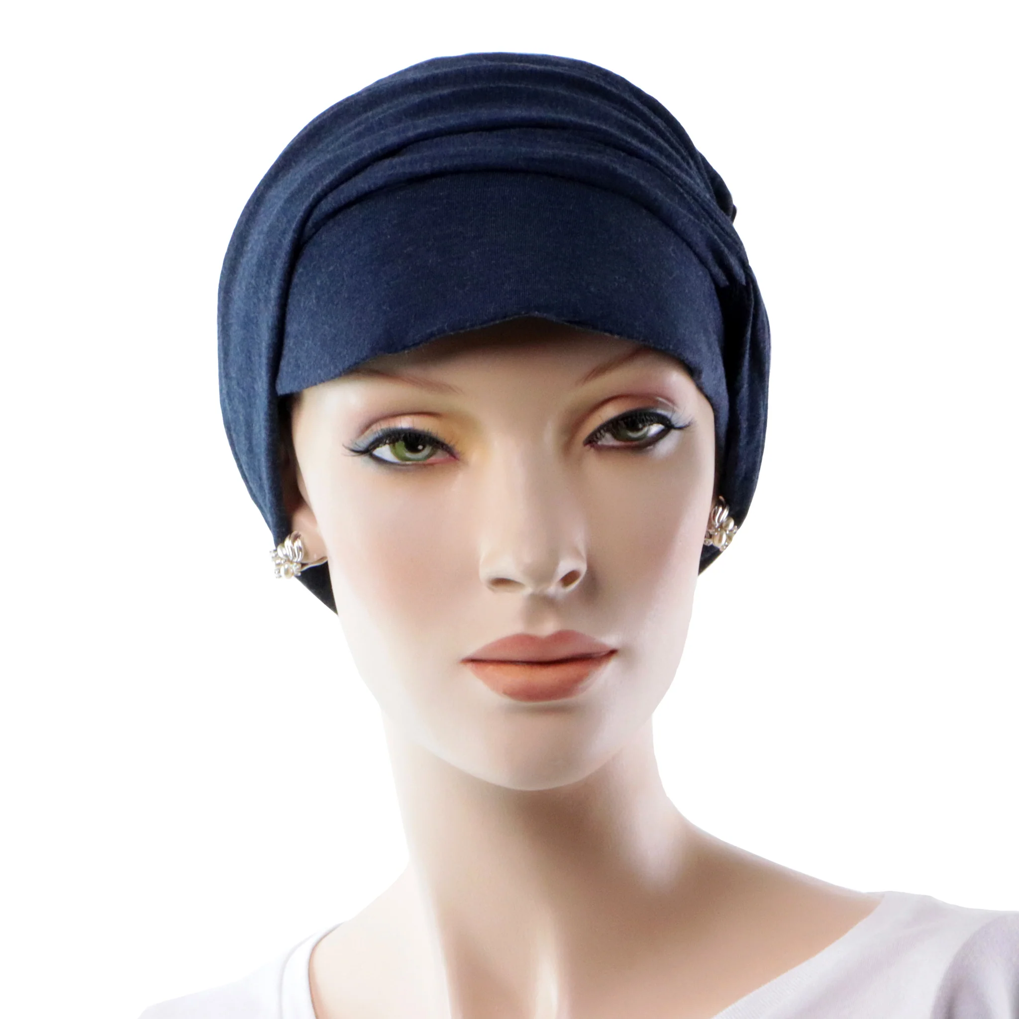 Bonnet Chimio Casquette Convertible En Turban Bleu Foncé – Image 7