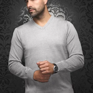 CHANDAIL EN LAINE MÉRINOS |  SAXONY, med grey