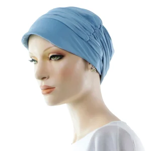 Turban Cancer Bambou Transformable En Casquette Bleu Ciel