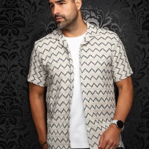 CHEMISE MANCHES COURTES COL OUVERT | RAJ-T, Stone Black