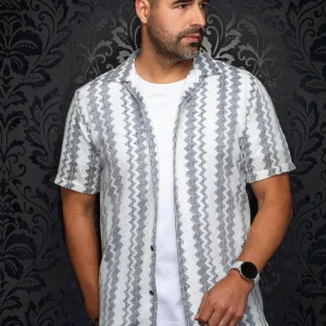 CHEMISE MANCHES COURTES COL OUVERT | RAJ-T, White Navy