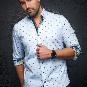 Chemise - ODESSA, White sky blue
