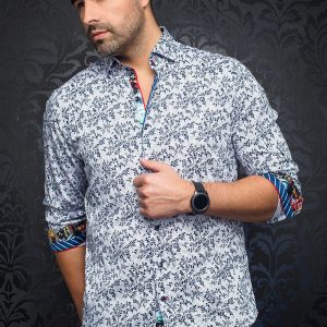 Chemise - VICTOR, White Navy