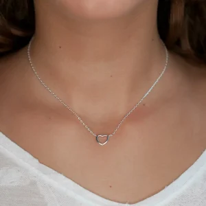 Collier coeur ajouré en argent véritable