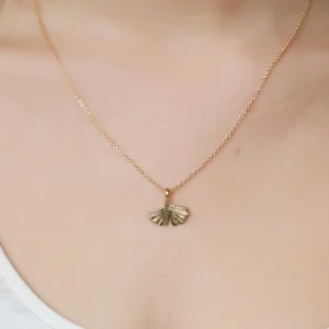 Collier feuille de ginkgo plaqué or