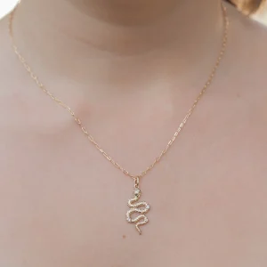 Collier pendentif serpent rétro plaqué or