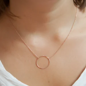 Collier 1 rond plaqué or rose