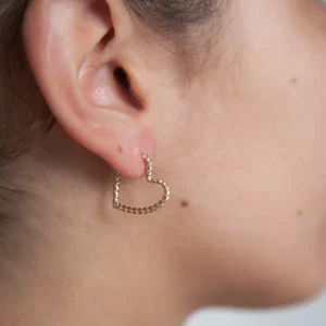 Boucles d'oreilles créoles coeur torsadées plaqué or