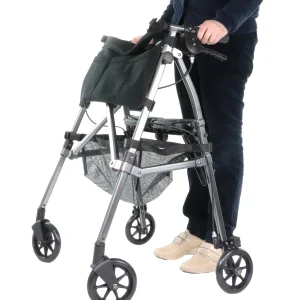 Déambulateur Léger Avec Siège Et 4 Roues À Pliage Compact