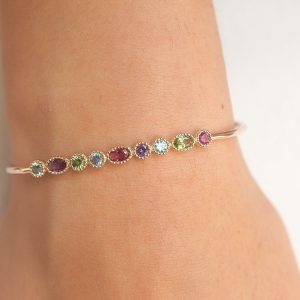 Bracelet jonc plaqué or serti de pierres colorées