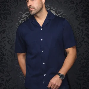 Manches Courtes Flat Collar | BRAHEA, Navy