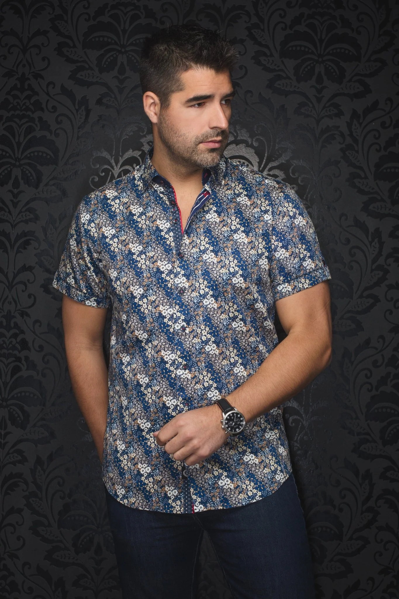 Manches Courtes | MORRIS, Navy Tobacco