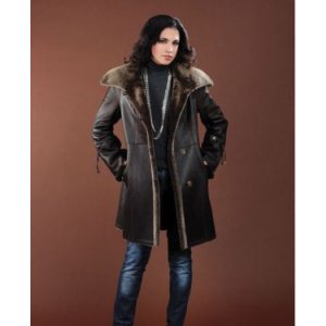 manteau peau lainée femme