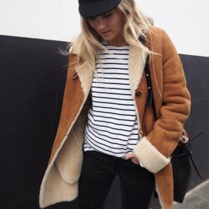 manteau peau lainée femme