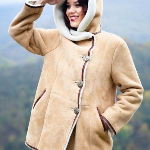 manteau peau lainée femme