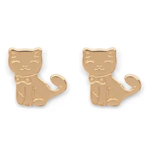 Boucles d'oreilles chat plaqué or
