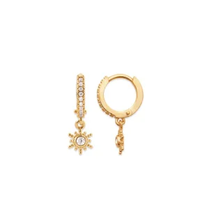 Boucles d'oreilles mini-créoles soleil argent ou plaqué or